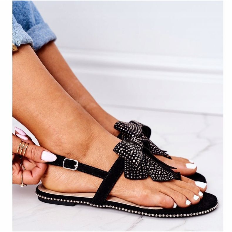 Sandals Japanese With A Bow Lu Boo Black 1