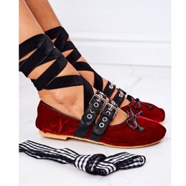 Tied Velor Ballerinas Lu Boo Burgundy red 1 Tied Velor Ballerinas Lu Boo Burgundy red 1