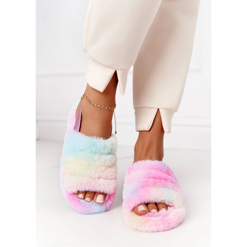 PS1 Furry Slippers On A Colorful Snowflake Platform multicolored 2
