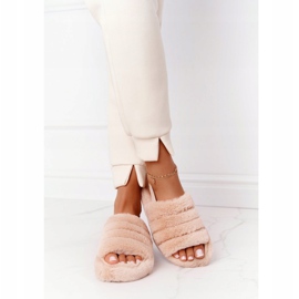 PS1 Fur Slippers On Beige Snowflake Platform 2