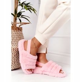 PS1 Fur Slippers On A Light Pink Snowflake Platform 1