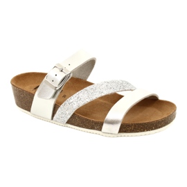IZZI Women's metallic flip-flops-sly-sized leather insert silver 1