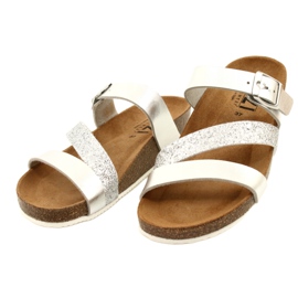 IZZI Women's metallic flip-flops-sly-sized leather insert silver 2