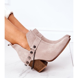 Suede Booties On A Bar Lewski Shoes 2880 Cappuccino beige 1