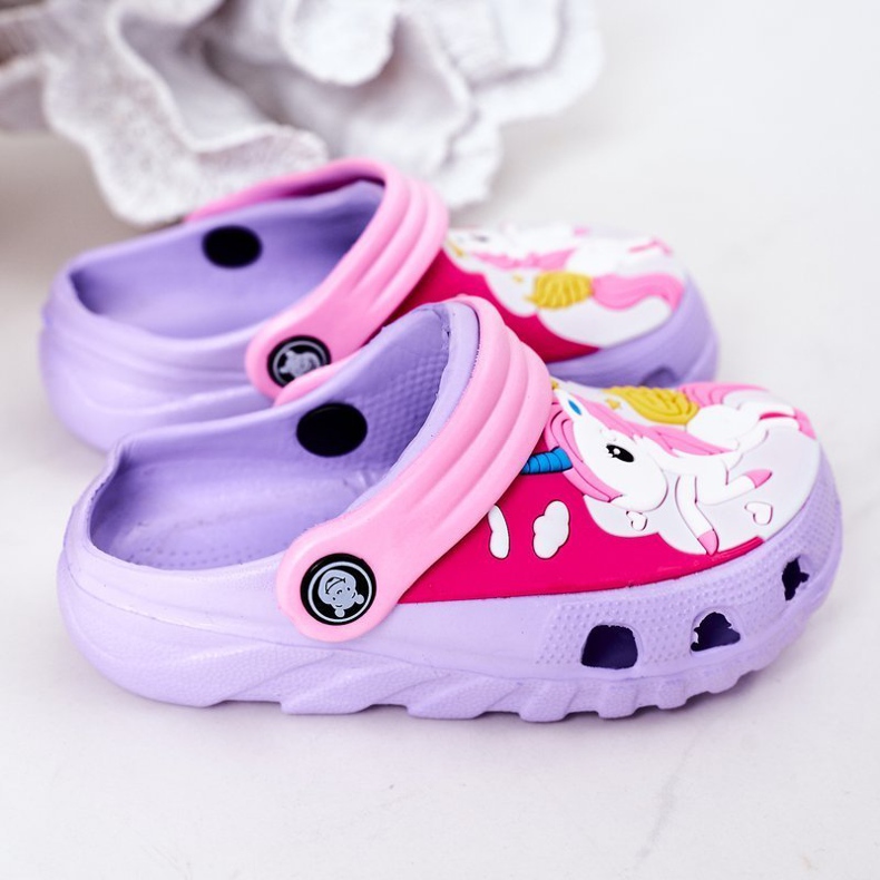 Children's Foam Slippers Crocs Violet Pink Oscar 1