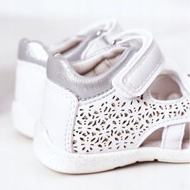 Apawwa Children's Leather Sandals With Velcro White Meera 2