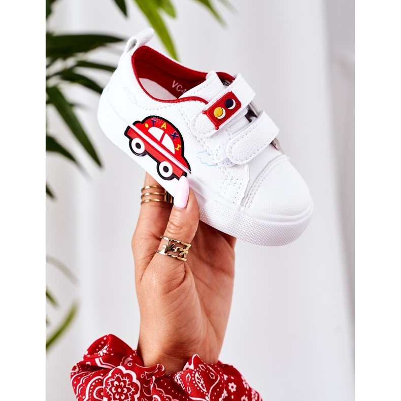 Apawwa Children's Sneakers With Velcro White and Red Taxi 2