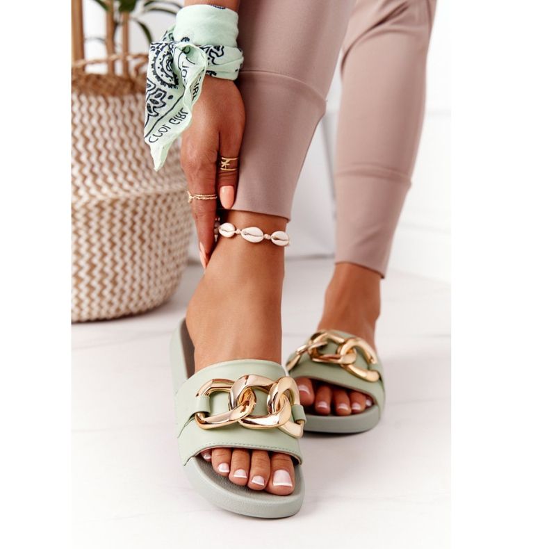 PS1 One Moment Rubber Slippers With A Chain Light Green 1