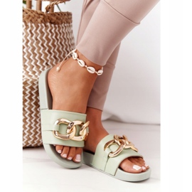 PS1 One Moment Rubber Slippers With A Chain Light Green 2