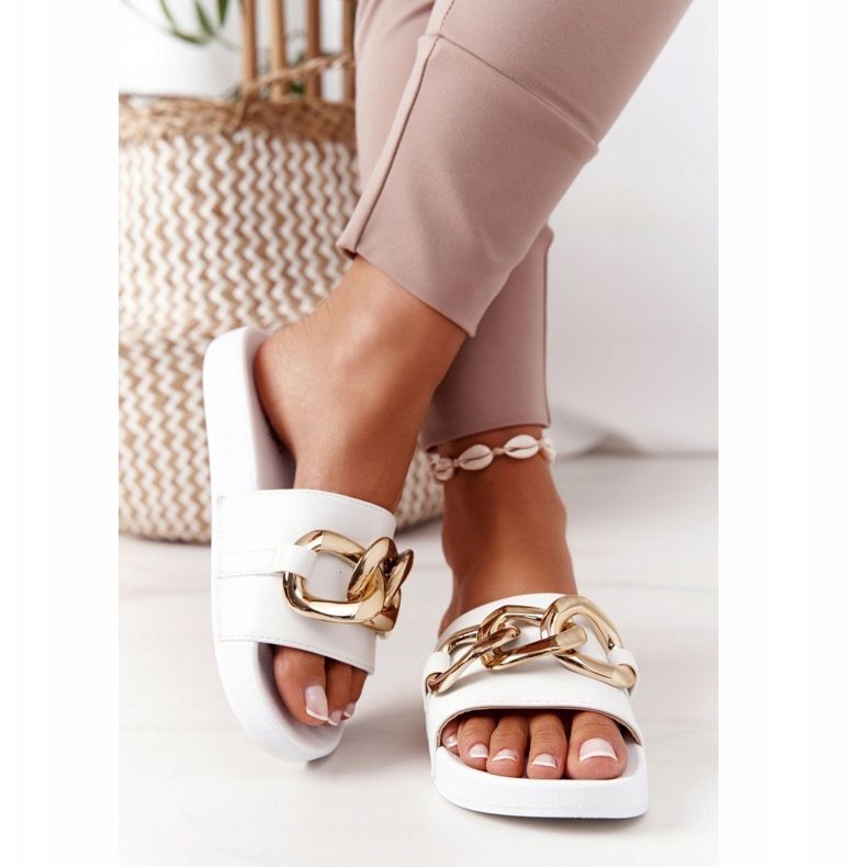 PS1 One Moment Rubber Flip Flops With A Chain white 2