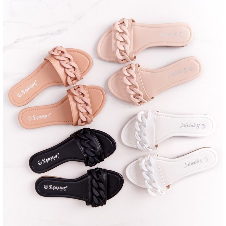 PS1 Leather Slippers With A Chain Black Step By Step 2