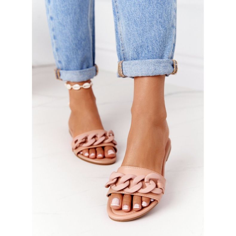 PS1 Leather Slippers With Chain Camel Step By Step khaki 2