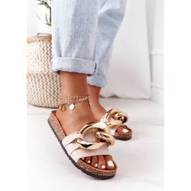 Beige Flip Flops With A Chain Beige Last Dance 1