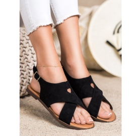 Sergio Leone Flat Black Sandals 1