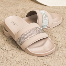 SHELOVET Slippers With Cubic Zirconia beige 2