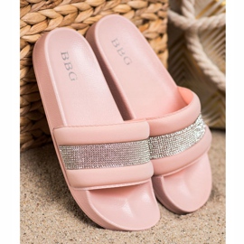 SHELOVET Slippers With Cubic Zirconia pink 3