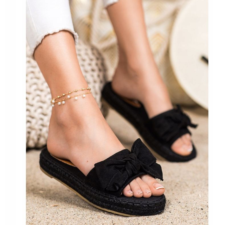 Coura Espadrilles Slippers With A Bow black 1