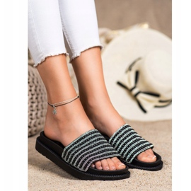 SHELOVET Slippers On The Platform With Cubic Zirconia black 1