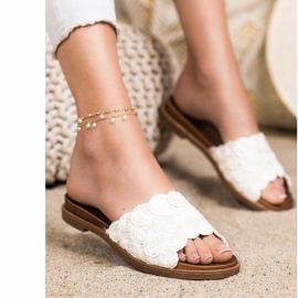 SHELOVET White Braided Slippers 1