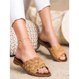 SHELOVET Brown Braided Slippers 1