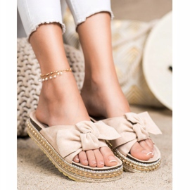 SHELOVET Espadrilles Slippers With A Bow beige 1