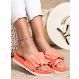 SHELOVET Coral Slippers On The Platform orange pink 2