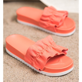 SHELOVET Coral Slippers On The Platform orange pink 1