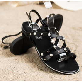Goodin Flat Sandals With Rhinestones black 1