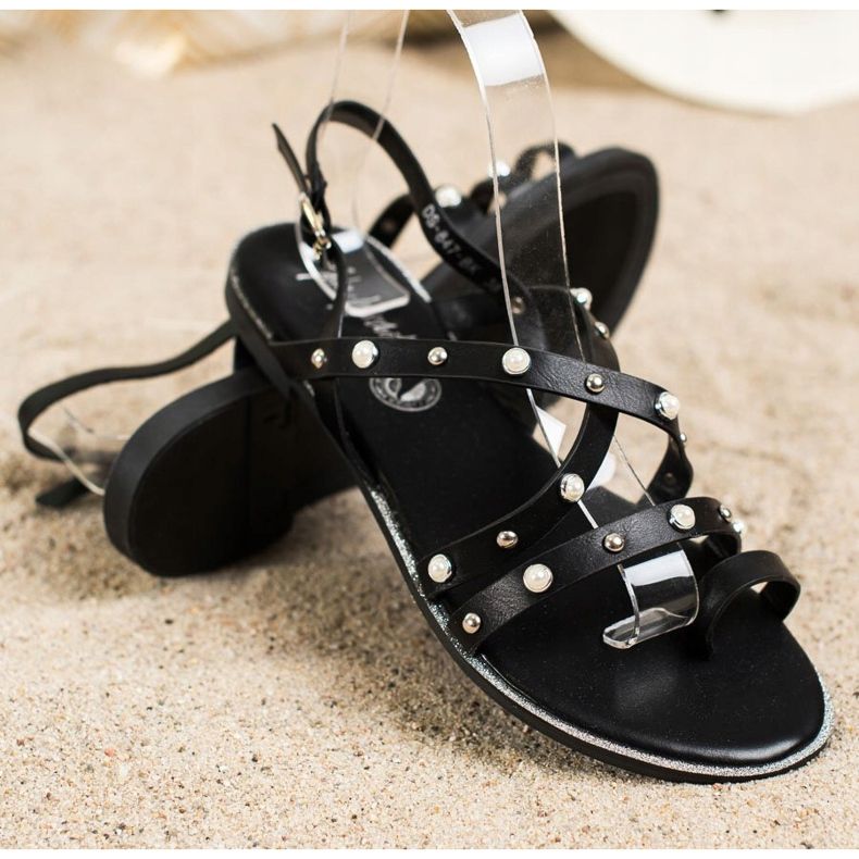Goodin Flat Sandals With Rhinestones black 1