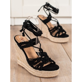 Seastar Tied Sandals On A High Wedge black 1