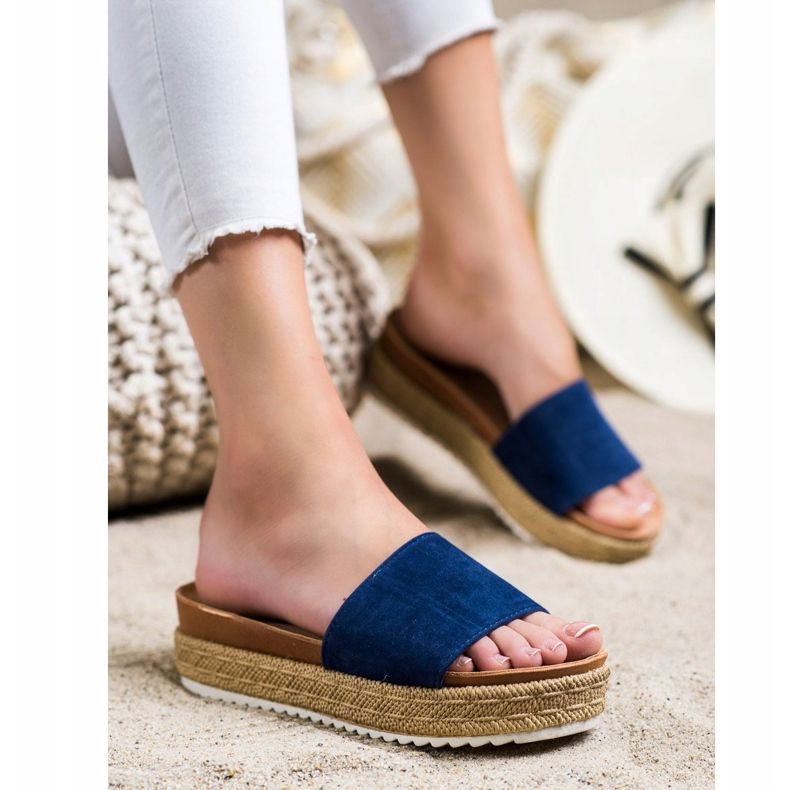 SHELOVET Classic Slippers On The Platform blue 2