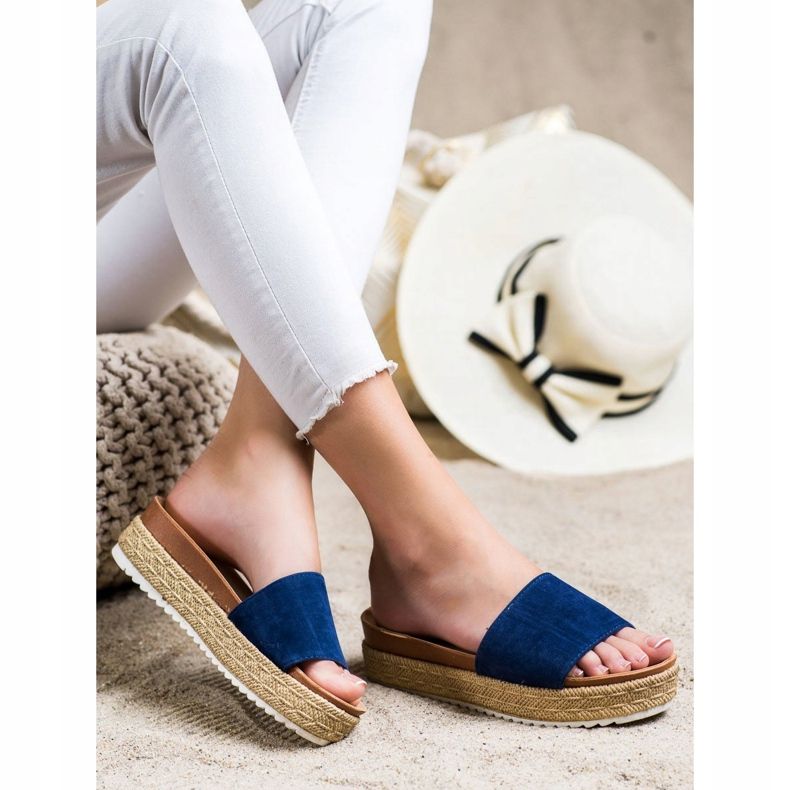SHELOVET Classic Slippers On The Platform blue 1