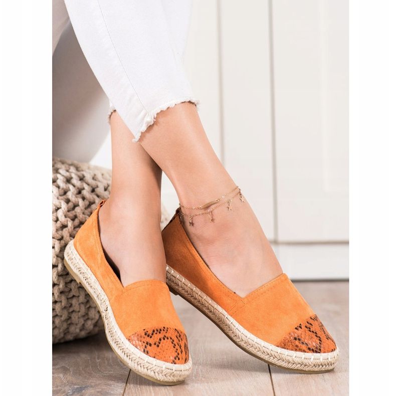 Bestelle Espadrilles with snake print insert orange 1