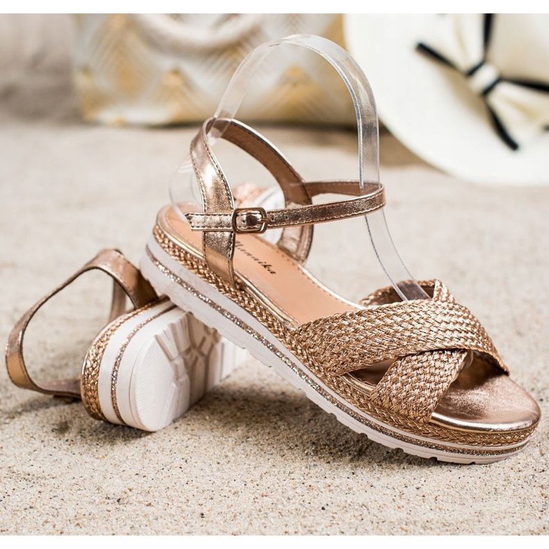 Mannika Golden Sandals On The Platform 1