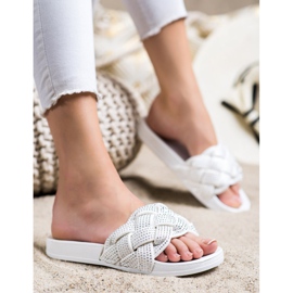 Groto Gogo Textile Slippers With Crystals white 2 Groto Gogo Textile Slippers With Crystals white 2