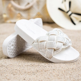 Groto Gogo Textile Slippers With Crystals white 1 Groto Gogo Textile Slippers With Crystals white 1