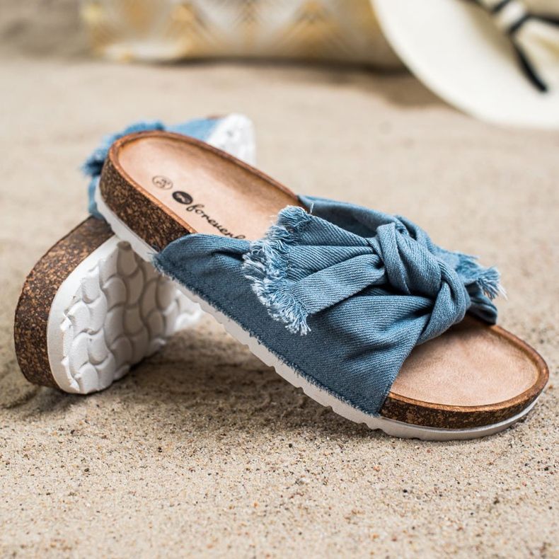 Forever Folie Comfortable Textile Slippers blue 1