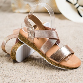 Kayla Slip-on sandals with an elastic band golden 1