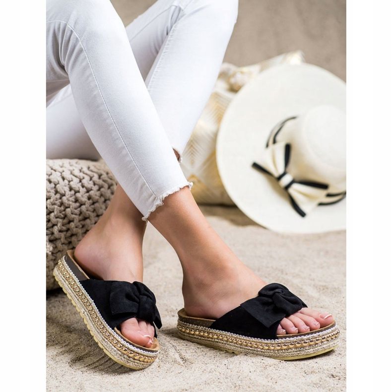 SHELOVET Espadrilles Slippers With A Bow black 1