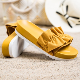 SHELOVET Mustard slippers on the platform yellow 1