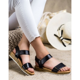 Kayla Shiny Eco Leather Sandals black 2
