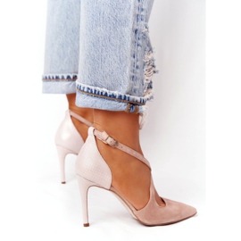 Suede high heels Visconi 7400TAS / 239 beige pink 4