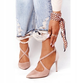 Suede high heels Visconi 7400TAS / 239 beige pink 1