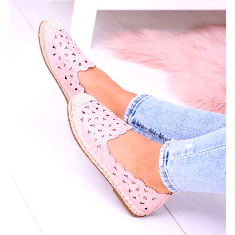 Lu Boo Women's Ballerinas Pink Espadrilles Macarena Flowers 1