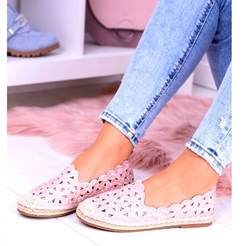 Lu Boo Women's Ballerinas Pink Espadrilles Macarena Flowers 2