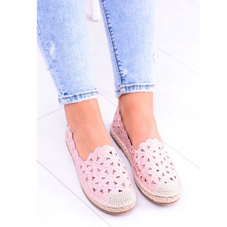 Lu Boo Women's Ballerinas Pink Espadrilles Macarena Flowers 4