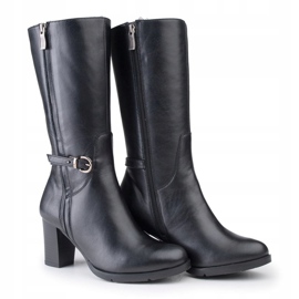 Marco Shoes Classic boots made of black nappa leather with additional buckles and straps 1