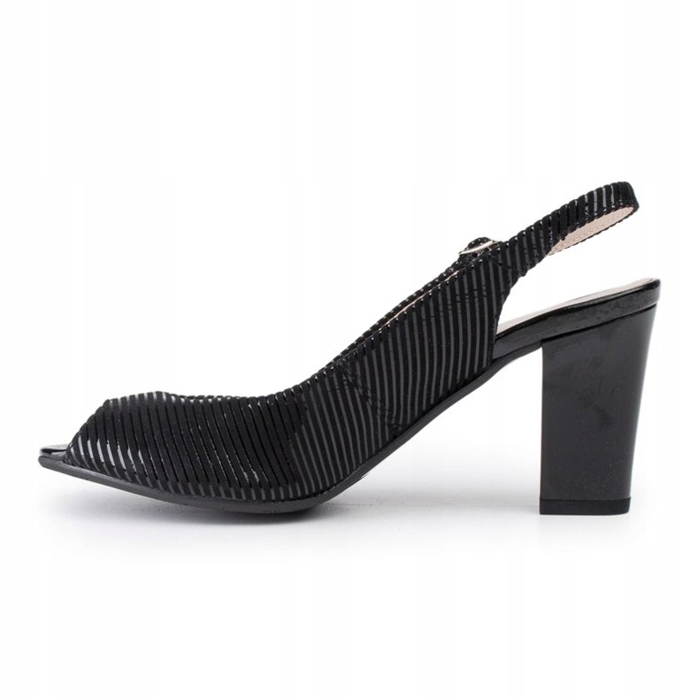 Marco Shoes Sandals without toe and heel in black leather with stripes 2