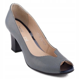 Marco Shoes pumps navy blue leather + white 1