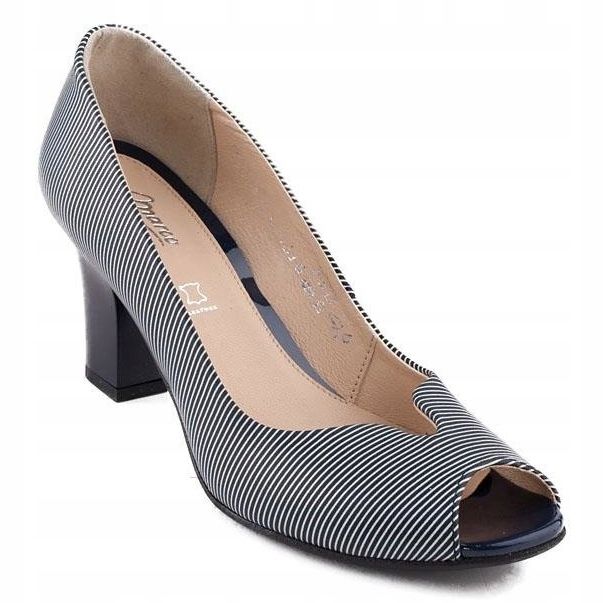Marco Shoes pumps navy blue leather + white 1